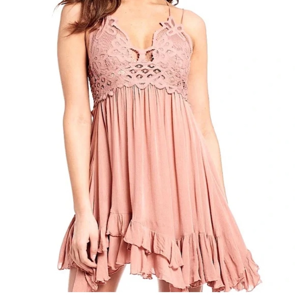 FREE PEOPLE ADELL TWO-TONED SLIP DRESS ROSE SIZE XS - Picture 3 of 12